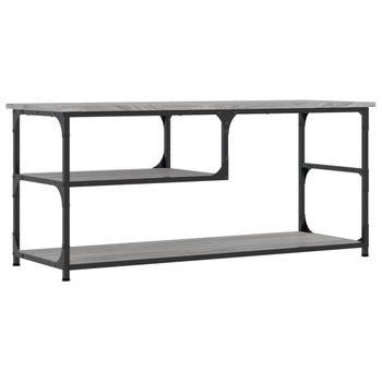 Mueble De Tv Contrachapada Y Acero Gris Sonoma 103x38x46,5 Cm