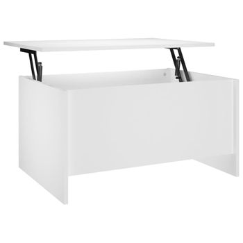 Mesa De Centro Madera Contrachapada Blanco 80x55,5x41,5 Cm