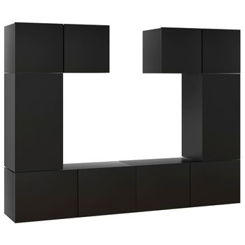 Juego De Mueble Para Tv De 6 Piezas Aglomerado Negro