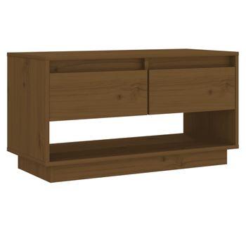 Mueble De Tv Madera Maciza De Pino Marrón Miel 74x34x40 Cm