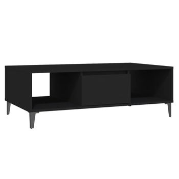 Mesa De Centro Madera Contrachapada Negro 103,5x60x35 Cm