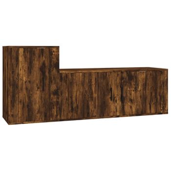 Set De Muebles De Tv 2 Piezas Madera Contrachapada Roble Ahumado