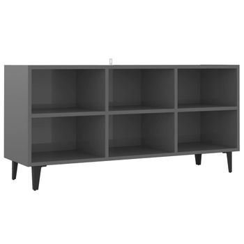 Mueble De Tv Con Patas De Metal Gris Brillante 103,5x30x50 Cm