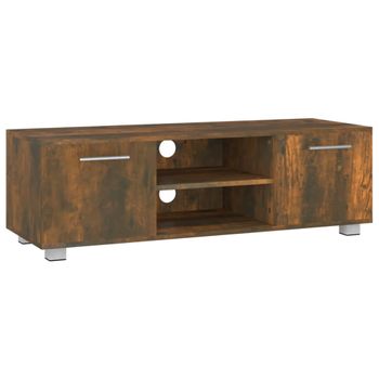 Mueble De Tv Madera Contrachapada Roble Ahumado 110x40x35 Cm