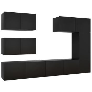 Juego De Mueble Para Tv De 6 Piezas Aglomerado Negro