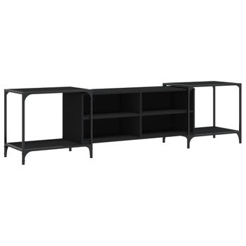 Mueble De Tv Madera De Ingeniería Negro 203x37x50 Cm