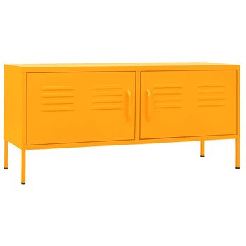 Mueble Para Tv De Acero Amarillo Mostaza 105x35x50 Cm