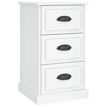 Mesita De Noche Madera Contrachapada Blanco Brillo 39x39x67 Cm