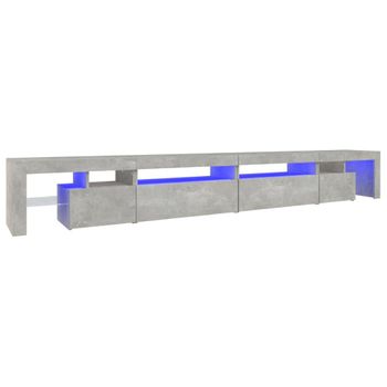 Mueble De Tv Con Luces Led Gris Hormigón 290x36,5x40 Cm