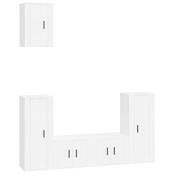 Set De Muebles Para Tv 5 Piezas Madera Contrachapada Blanco