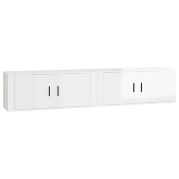 Muebles Para Tv De Pared 2 Unidades Blanco Brillante 100x34,5x40 Cm