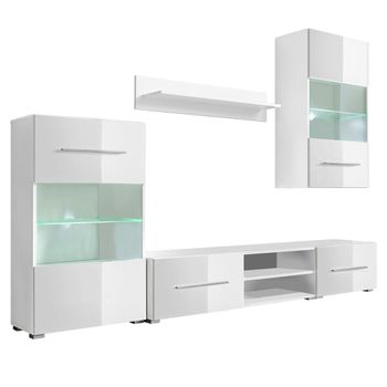 Juego De Muebles De Salón 5 Piezas Con Iluminación Led Blanco