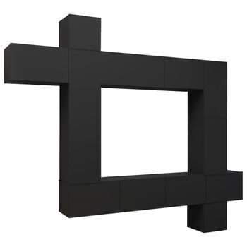 Juego De Mueble Para Tv De 9 Piezas Aglomerado Negro