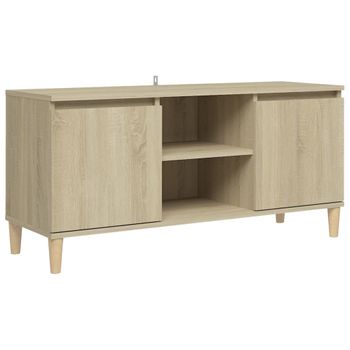 Mueble De Tv Patas Madera Maciza Roble Sonoma 103,5x35x50 Cm