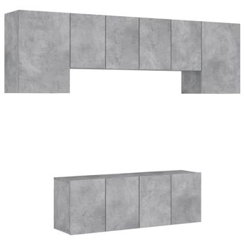 Muebles De Tv De Pared 6 Piezas Madera Ingeniería Gris Hormigón