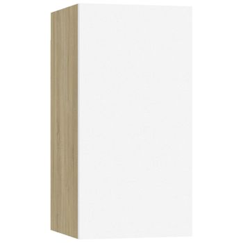 Mueble Para Tv Madera Contrachapada Blanco Y Roble 30,5x30x60cm