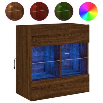 Mueble Tv De Pared Con Luces Led Roble Marrón 58,5x30x60,5 Cm