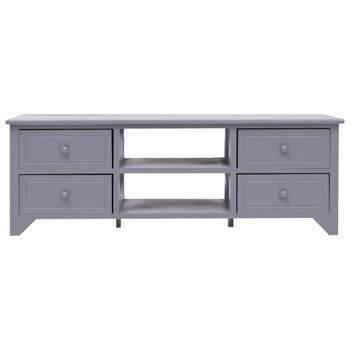 Mueble Para Tv De Madera De Paulownia Gris 115x30x40 Cm