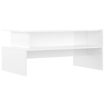 Mesa De Centro Madera De Ingeniería Blanco Brillo 90x55x42,5 Cm