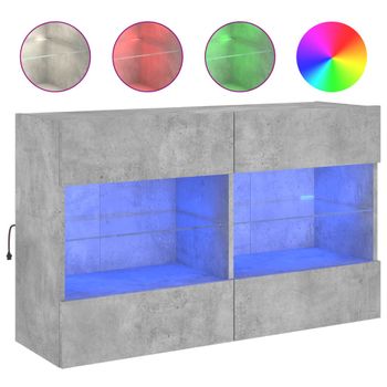 Mueble Tv De Pared Con Luces Led Gris Hormigón 98,5x30x60,5 Cm