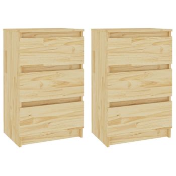 Mesita De Noche Madera Maciza De Pino 40x29,5x64 Cm