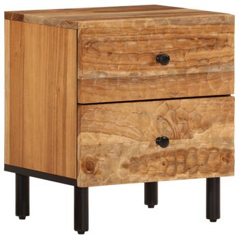 Mesita De Noche De Madera Maciza De Acacia 40x33x46 Cm