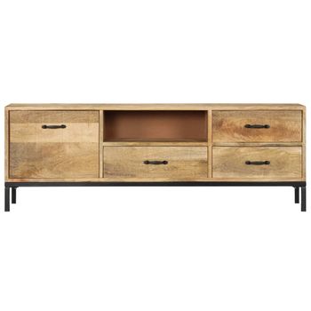 Mueble Para La Tv Madera Maciza De Mango 130x30x45 Cm