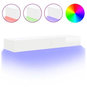 Muebles De Tv Con Luces Led 2 Unidades Blanco Brillo 60x35x15,5 Cm