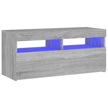 Mueble De Tv Con Luces Led Gris Sonoma 90x35x40 Cm