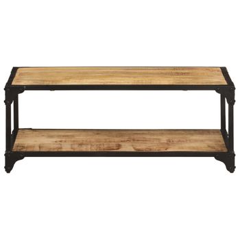 Mesa De Centro De Madera Maciza De Mango Rugosa 90x45x35 Cm