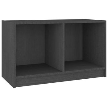 Mueble De Tv De Madera Maciza De Pino Gris 70x33x42 Cm