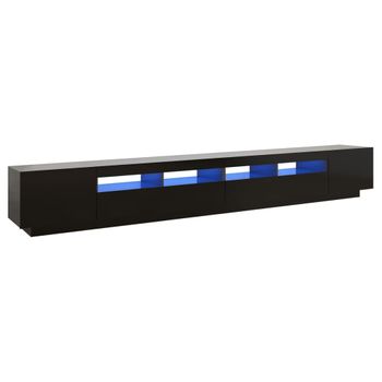 Mueble Para Tv Con Luces Led Negro 300x35x40 Cm