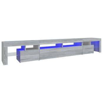 Mueble De Tv Con Luces Led Gris Sonoma 260x36,5x40 Cm