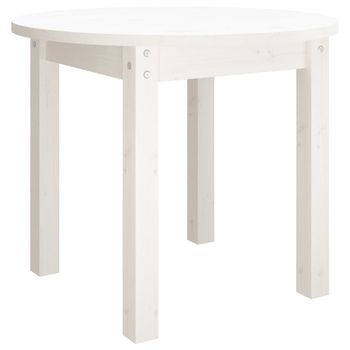 Mesa De Centro De Madera Maciza De Pino Blanco Ø 55x45 Cm