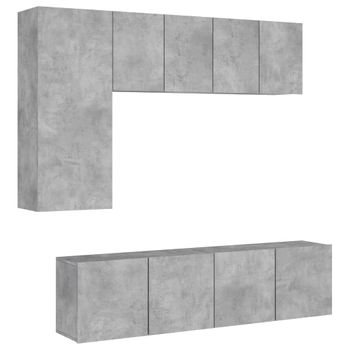 Muebles De Tv De Pared 5 Piezas Madera Ingeniería Gris Hormigón