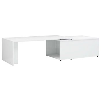 Mesa De Centro Madera Contrachapada Blanco Brillo 150x50x35 Cm