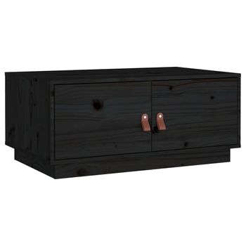 Mesa De Centro De Madera Maciza De Pino Negro 80x50x35 Cm