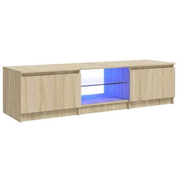 Armario Tv Con Luces Led Roble Sonoma 140x40x35,5 Cm