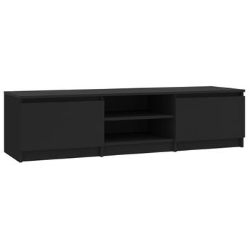 Mueble De Tv Madera Contrachapada Negro 140x40x35,5 Cm