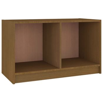 Mueble De Tv De Madera Maciza De Pino Marrón Miel 70x33x42 Cm