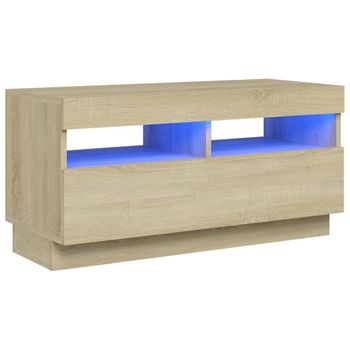 Mueble De Tv Con Luces Led Roble Sonoma 80x35x40 Cm