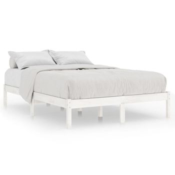 Estructura De Cama Madera Maciza Blanco 120x190 Cm