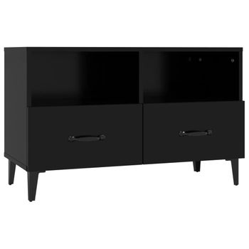 Mueble Para Tv Madera Contrachapada Negro 80x36x50 Cm