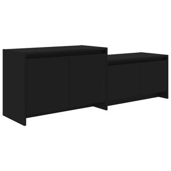 Mueble Para Tv Madera Contrachapada Negro 146,5x35x50 Cm