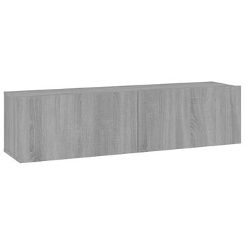 Mueble Pared Tv Madera Contrachapada Gris Sonoma 120x30x30 Cm