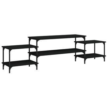 Mueble Para Tv Madera Contrachapada Negro 197x35x52 Cm