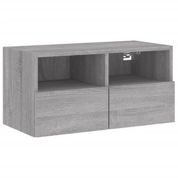 Mueble De Pared Tv Madera De Ingeniería Sonoma Gris 60x30x30 Cm