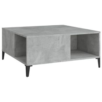 Mesa De Centro Madera Contrachapada Gris Hormigón 80x80x36,5 Cm