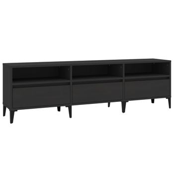 Mueble De Tv Madera Contrachapada Negro 150x30x44,5 Cm