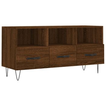 Mueble De Tv Madera De Ingeniería Marrón Roble 102x36x50 Cm